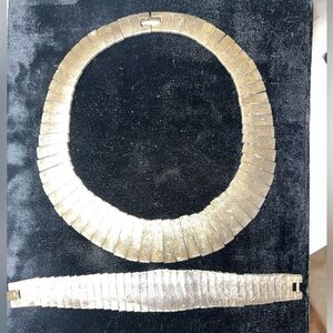 Les Bernard Signed Goldtone Necklace and Bracelet Set